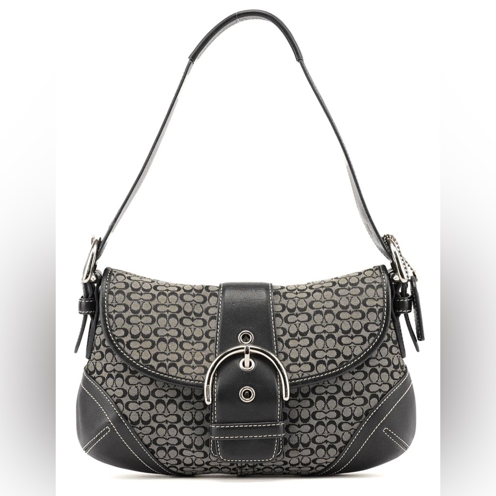 COACH Y2K, VINTAGE SOHO BAG with a black signature canvas and black leather trim